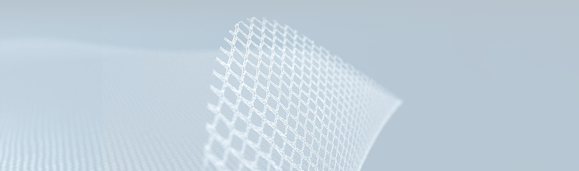 Eine leicht durchsichtige, gewellte Struktur mit einem gitterartigen Muster auf einem sanften, einfarbigen Hintergrund. Die Textur vermittelt ein Gef&uuml;hl von Leichtigkeit und Helligkeit.